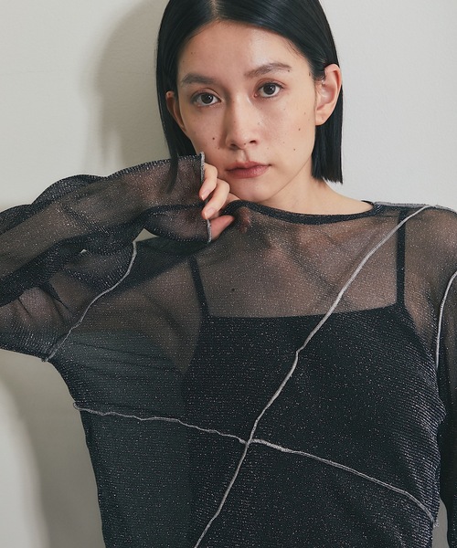 ANOTHER S(アナザーエス)の「シアーラメ配色メロープルオーバー(Tシャツ/カットソー・レディース・オフホワイト/チャコールグレー/ブラック・FREE)」の15枚目の写真