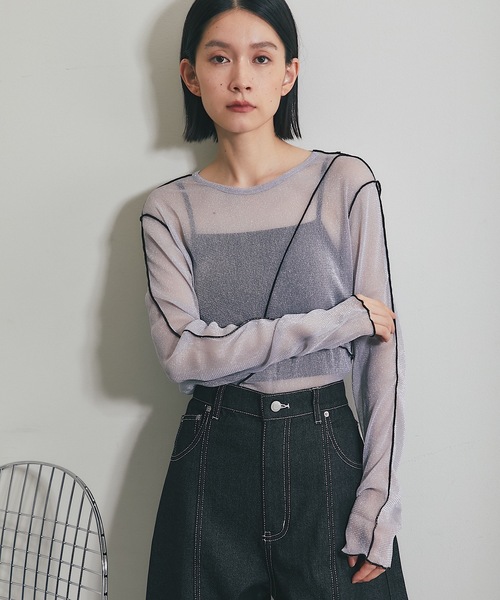 ANOTHER S(アナザーエス)の「シアーラメ配色メロープルオーバー(Tシャツ/カットソー・レディース・オフホワイト/チャコールグレー/ブラック・FREE)」の9枚目の写真