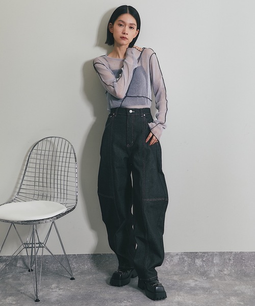 ANOTHER S(アナザーエス)の「シアーラメ配色メロープルオーバー(Tシャツ/カットソー・レディース・オフホワイト/チャコールグレー/ブラック・FREE)」の7枚目の写真