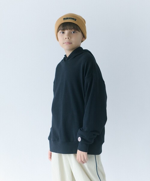 green label relaxing（グリーンレーベルリラクシング）の「TJ 裏毛 フードプルオーバー / キッズ  140cm-160cm（パーカー・キッズ・ナチュラル/ブラック/ライトブルー/ワインレッド・160cm/140cm/150cm）」の2枚目の写真
