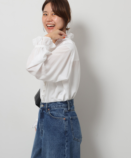 JOURNAL STANDARD ブラウン フリル 半袖ブラウス 完売品 SBS27184 ラウンドボタンフリル半袖ブラウス ブラウス - about_young