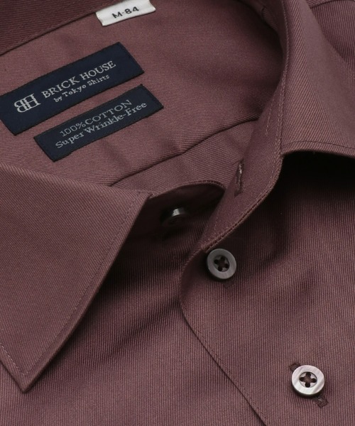 TOKYO SHIRTS（トウキョウシャツ）の「超形態安定ノーアイロン ワイド 長袖ビジネスワイシャツ（ビジネスシャツ・メンズ・ボルドー・首回り39cm-裄丈80cm/首回り39cm-裄丈84cm/首回り41cm-裄丈82cm/首回り41cm-裄丈86cm/首回り42cm-裄丈82cm/首回り42cm-裄丈86cm/首回り43cm-裄丈86cm/首回り37cm-裄丈80cm/首回り43cm-裄丈82cm/首回り37cm-裄丈84cm）」の2枚目の写真