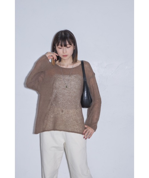 leimn(レイムン)の「モヘアローゲージニットトップス(Tシャツ/カットソー・レディース・ブラウン/レッド/チャコールグレー・M)」の13枚目の写真