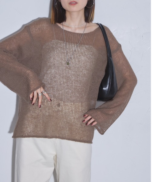 leimn(レイムン)の「モヘアローゲージニットトップス(Tシャツ/カットソー・レディース・ブラウン/レッド/チャコールグレー・M)」の11枚目の写真