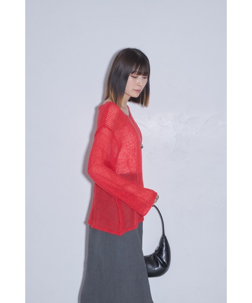 leimn(レイムン)の「モヘアローゲージニットトップス(Tシャツ/カットソー・レディース・ブラウン/レッド/チャコールグレー・M)」の19枚目の写真