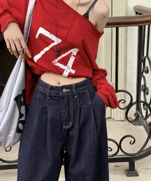 FREE STYLISTS(フリー スタイリスト)の「YUGA_YGMC デニムワイドレングスパンツ(デニムパンツ・レディース・インディゴブルー/ブラック・L/M/S)」の10枚目の写真