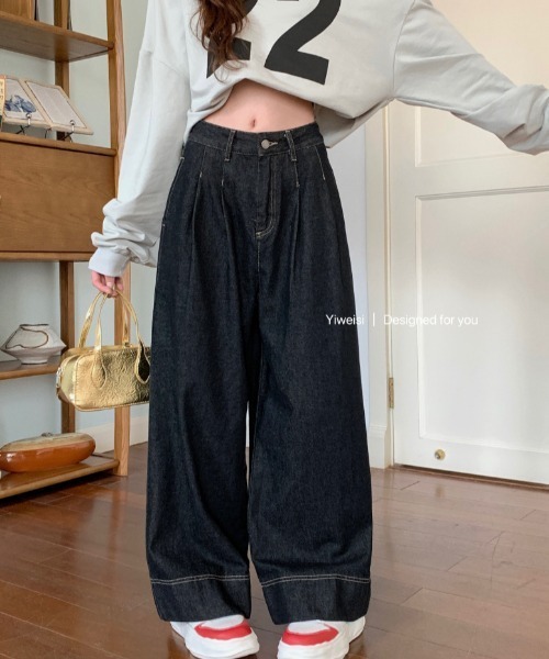 FREE STYLISTS(フリー スタイリスト)の「YUGA_YGMC デニムワイドレングスパンツ(デニムパンツ・レディース・インディゴブルー/ブラック・L/M/S)」の12枚目の写真