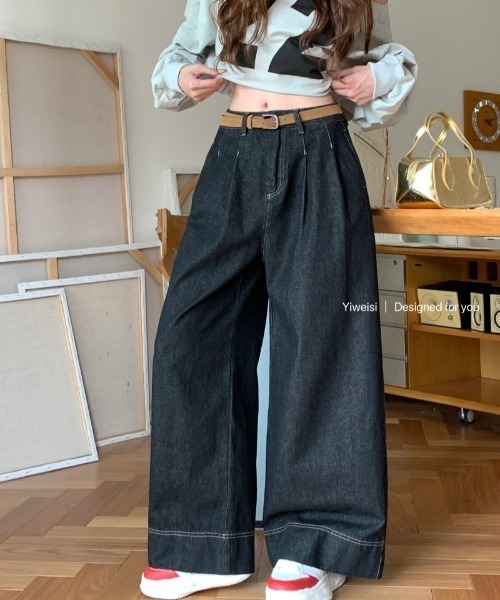FREE STYLISTS(フリー スタイリスト)の「YUGA_YGMC デニムワイドレングスパンツ(デニムパンツ・レディース・インディゴブルー/ブラック・L/M/S)」の20枚目の写真