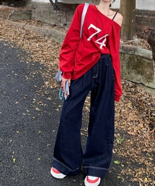 FREE STYLISTS(フリー スタイリスト)の「YUGA_YGMC デニムワイドレングスパンツ(デニムパンツ・レディース・インディゴブルー/ブラック・L/M/S)」の9枚目の写真