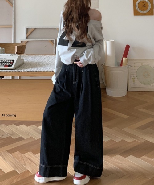 FREE STYLISTS(フリー スタイリスト)の「YUGA_YGMC デニムワイドレングスパンツ(デニムパンツ・レディース・インディゴブルー/ブラック・L/M/S)」の18枚目の写真