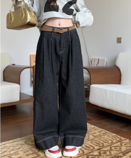 FREE STYLISTS(フリー スタイリスト)の「YUGA_YGMC デニムワイドレングスパンツ(デニムパンツ・レディース・インディゴブルー/ブラック・L/M/S)」の14枚目の写真