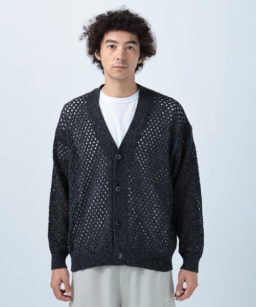BAYFLOW（ベイフロー）の「BIGメッシュニットカーディガン（カーディガン/ボレロ・メンズ・ネイビー/チャコールグレー・MEDIUM/LARGE）」の5枚目の写真