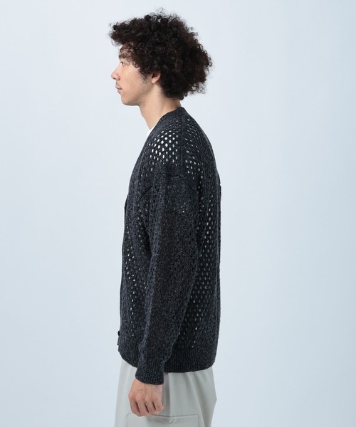 BAYFLOW（ベイフロー）の「BIGメッシュニットカーディガン（カーディガン/ボレロ・メンズ・ネイビー/チャコールグレー・MEDIUM/LARGE）」の6枚目の写真