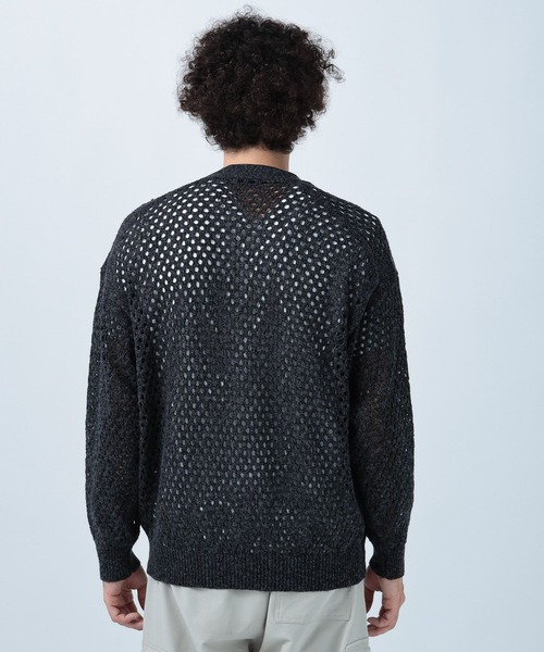BAYFLOW（ベイフロー）の「BIGメッシュニットカーディガン（カーディガン/ボレロ・メンズ・ネイビー/チャコールグレー・MEDIUM/LARGE）」の7枚目の写真
