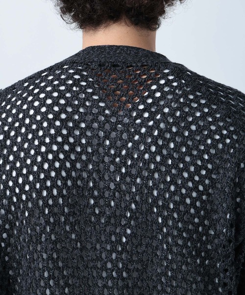 BAYFLOW（ベイフロー）の「BIGメッシュニットカーディガン（カーディガン/ボレロ・メンズ・ネイビー/チャコールグレー・MEDIUM/LARGE）」の11枚目の写真