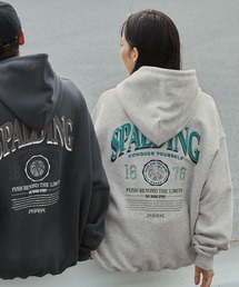 SPALDING/スポルディング 別注 ロゴ刺繍/プリント ヴィンテージライクビッグシルエットプルオーバーパーカー