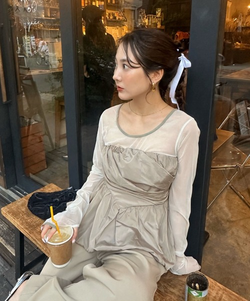 スーツ・フォーマル・ドレス ANDRESD / shirring gather setup dress セール】shirring gather setup dress シャーリングギャザー