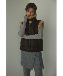BLACK BY MOUSSY | fake mouton vest(フェイクムートンベスト)(ムートンコート)