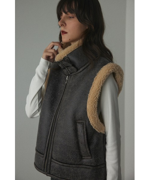VEQUM フェイクムートンベスト VEQUM】SHORT FAKE MOUTON VEST｜エモダの通販｜&mall（アンド