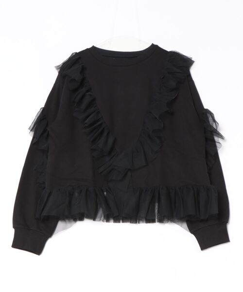 tシャツ 裏起毛×チュールフリルプルオーバー レディース tシャツ チュールフリルプルオーバー レディース : ZOZOTOWN