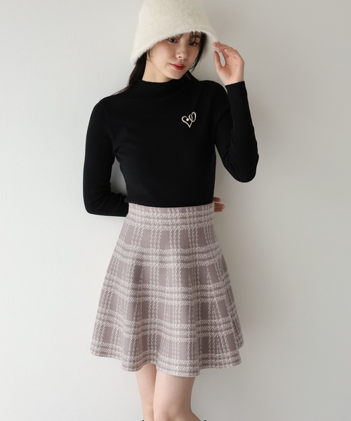 BLUEEAST（ブルーイースト）の「チェックニットミニマーメイドスカート（スカート・レディース・ブラウン/グレー/ベージュ/ブラック・MEDIUM）」の5枚目の写真