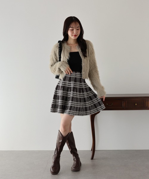 チェックニットミニマーメイドスカート（スカート）｜BLUEEAST（ブルー