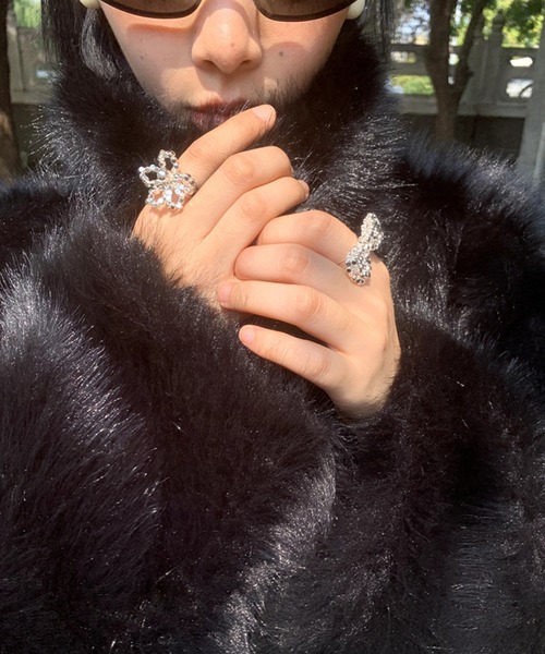 Blue Verona イタリア製　エコファーコート　異素材切替　ダブルジップ ダブルジップ エコファーコート LON24a114（その他アウター）｜LONSLAN