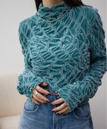 ベロアデザインカットトップス