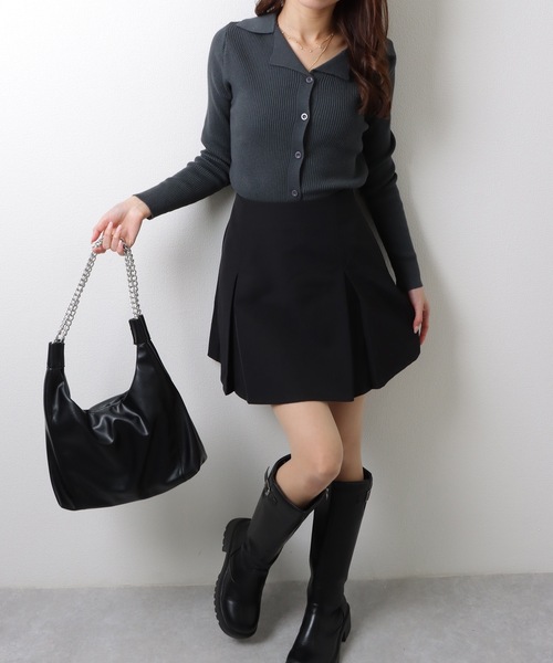 Lace Ladies(レースレディース)の「Vネック テーラードカラー リブニット セーター トップス(ニット/セーター・レディース・グレー/アイボリー/グレイッシュベージュ/ブラック・FREE)」の12枚目の写真