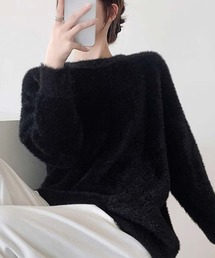 クルーネックシャギーニット