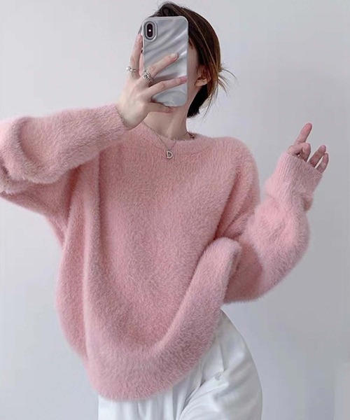 Girly Doll(ガーリードール)の「クルーネックシャギーニット(ニット/セーター・レディース・ベージュ/イエロー/ダークグレー/ライトパープル/ライトグリーン/レッド/ピンク/ライトブルー/ブラック/グレー系その他/ローズ/オフホワイト・FREE)」の20枚目の写真