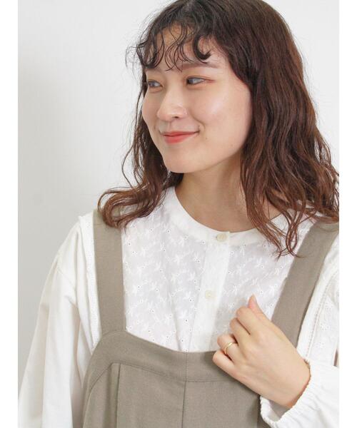 Samansa Mos2（サマンサ モスモス）の「レース切替ブラウス（シャツ/ブラウス・レディース・チャコールグレー/オフホワイト/ピンク/グレー・F）」の2枚目の写真