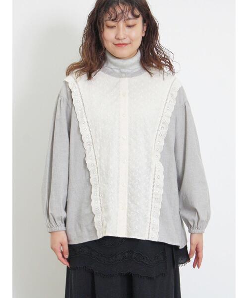 Samansa Mos2（サマンサ モスモス）の「レース切替ブラウス（シャツ/ブラウス・レディース・チャコールグレー/オフホワイト/ピンク/グレー・F）」の10枚目の写真