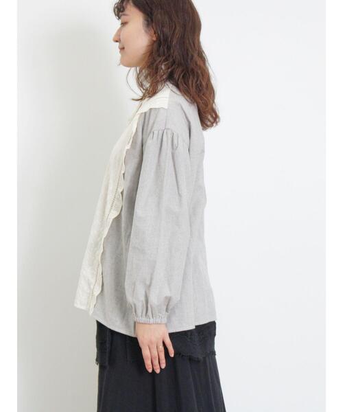 Samansa Mos2（サマンサ モスモス）の「レース切替ブラウス（シャツ/ブラウス・レディース・チャコールグレー/オフホワイト/ピンク/グレー・F）」の11枚目の写真