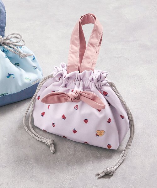 いちご・恐竜柄ランチ巾着（ポーチ）｜apres les cours