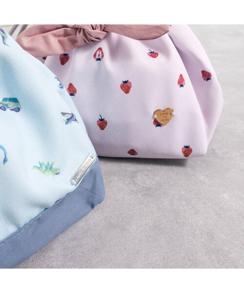 いちご・恐竜柄ランチ巾着（ポーチ）｜apres les cours