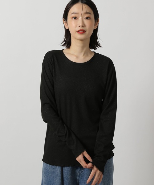 LAKOLE（ラコレ）の「ラメワッフル長袖T / 284177（Tシャツ/カットソー・レディース・ライトグリーン/ライトグレー/ブラック/ライトベージュ・FREE）」の2枚目の写真