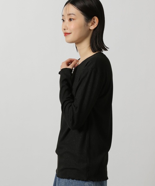 LAKOLE（ラコレ）の「ラメワッフル長袖T / 284177（Tシャツ/カットソー・レディース・ライトグリーン/ライトグレー/ブラック/ライトベージュ・FREE）」の8枚目の写真