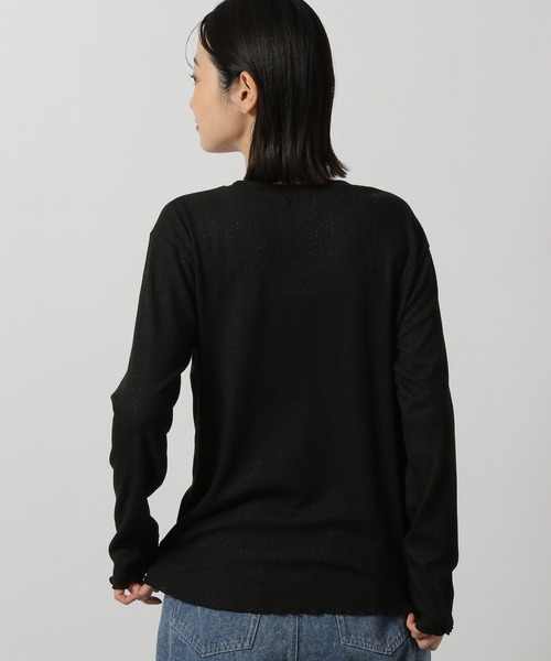 LAKOLE（ラコレ）の「ラメワッフル長袖T / 284177（Tシャツ/カットソー・レディース・ライトグリーン/ライトグレー/ブラック/ライトベージュ・FREE）」の9枚目の写真