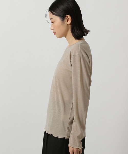 LAKOLE（ラコレ）の「ラメワッフル長袖T / 284177（Tシャツ/カットソー・レディース・ライトグリーン/ライトグレー/ブラック/ライトベージュ・FREE）」の15枚目の写真