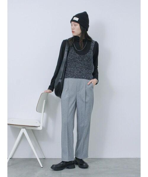 Samansa Mos2 blue（サマンサモスモスブルー）の「ヘリンボーンストレートパンツ（その他パンツ・レディース・チャコールグレー/ベージュ/ブラウン/グレー・F）」の9枚目の写真