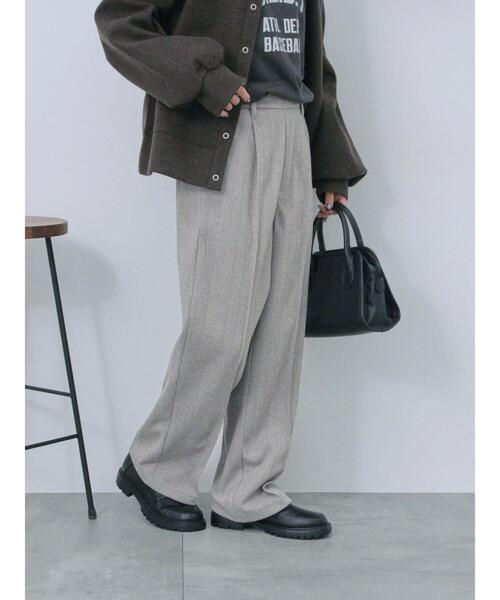 Samansa Mos2 blue（サマンサモスモスブルー）の「ヘリンボーンストレートパンツ（その他パンツ・レディース・チャコールグレー/ベージュ/ブラウン/グレー・F）」の19枚目の写真