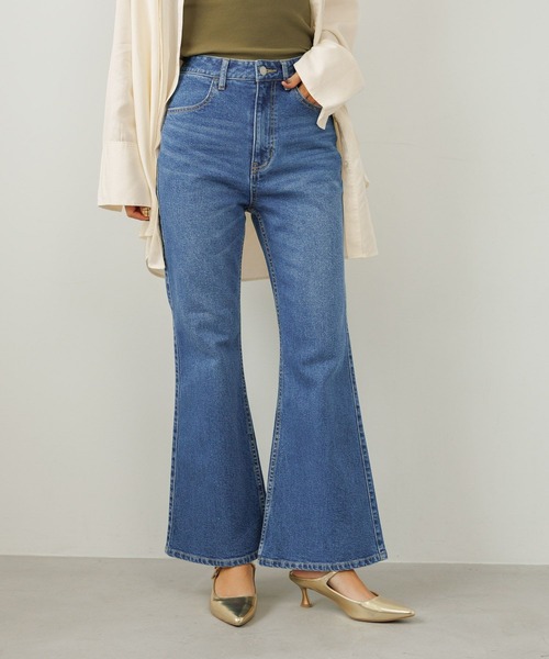 よろしくお願いします(^з^)-☆様 リクエスト 2点 まとめ商品 セール】[ウエストゴム・もも周りすっきり]ベーシックフレアデニム