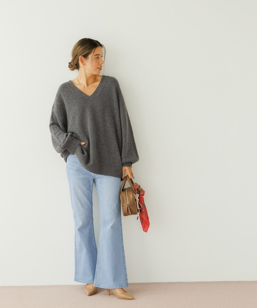  プレート 612　　　　 10.5cm/5枚組 セール】[ウエストゴム・もも周りすっきり]ベーシックフレアデニム