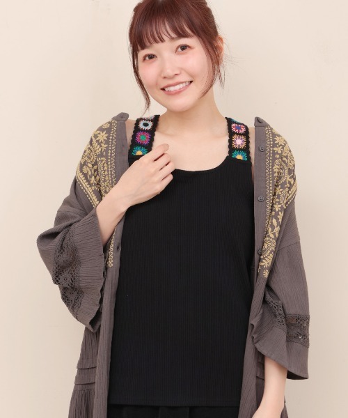 チチカカ(チチカカ)の「クロシェインナータンクトップ(タンクトップ・レディース・トップグレー/イエロー/ブラック・MEDIUM/LARGE)」の11枚目の写真