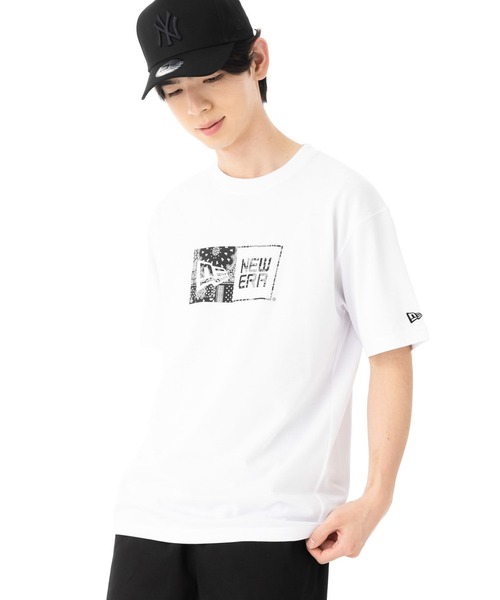 NEW ERA(ニューエラ)の「ニューエラ 半袖Tシャツ コットン ペイズリーボックスロゴ(Tシャツ/カットソー・メンズ・ホワイト/ブラック・XXL/M/S/L/XL)」の5枚目の写真