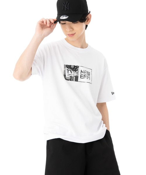 NEW ERA(ニューエラ)の「ニューエラ 半袖Tシャツ コットン ペイズリーボックスロゴ(Tシャツ/カットソー・メンズ・ホワイト/ブラック・XXL/M/S/L/XL)」の6枚目の写真