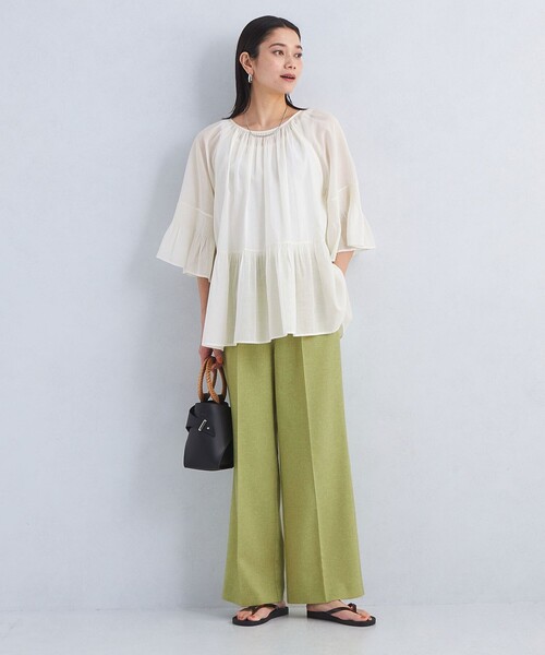 green label relaxing(グリーンレーベルリラクシング)の「【結論シリーズ】ニーハイフレアパンツ -マシンウォッシャブル-(その他パンツ・レディース・ベージュ/ネイビー/イエロー/ナチュラル/コバルトブルー・40/38/36/34/SHORT/TALL)」の10枚目の写真