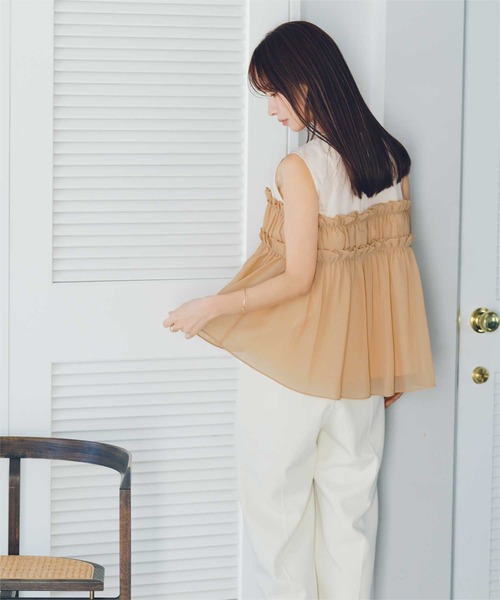 PINKSPINK ロンT ドッキング シフォンフリルドッキングトップス（T