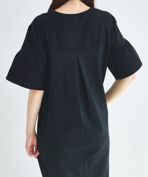 pairmanon(ペアマノン)の「【綿100%】【リンクコーデ】【ママサイズ】袖フリルドッキングワンピース(ワンピース・レディース・ブラック/ベージュ/ブラウン・FREE)」の7枚目の写真